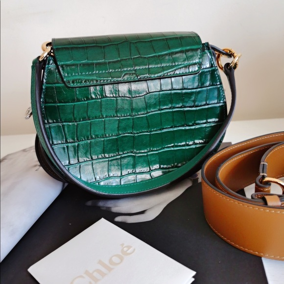 Chloe Small Tess Croc-Embossed Leather Bag - Picture 3 of 6